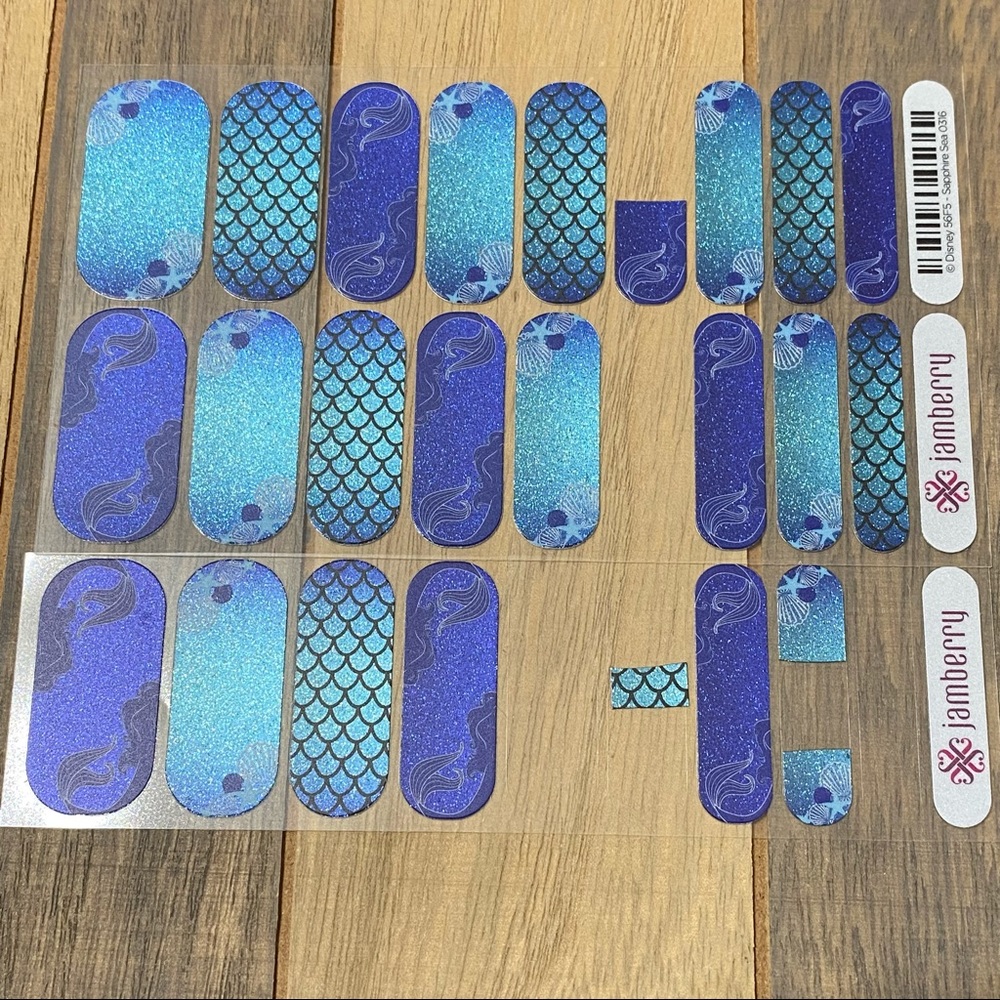 2 Partials Sheets of Jamberry Sapphire Sea Nail Wraps